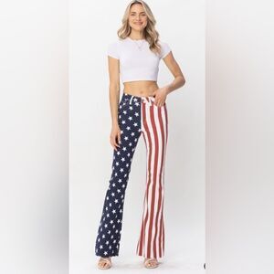 High Waist American Flag Print Flare